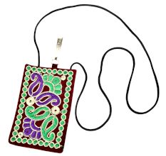 Navy Embroidered Mobile Money Purse Cover Pouch Purse Sling bag