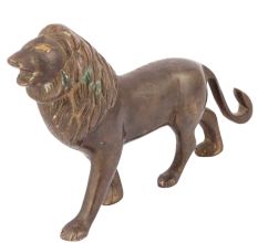Handcrafted Standing Lion Brass Statue