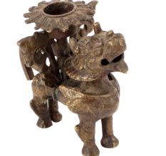 Brass Foo Dog Candle Holder