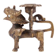 Brass Foo Dog Candle Holder