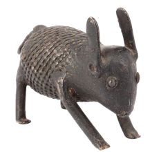 Engraved Brass Rabbit Standing Statue