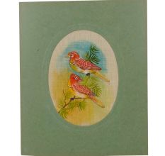Two Red Painted Birds Sitting On A Branch
