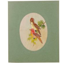 Handmade Indian Miniature Watercolor Bird Pair Art