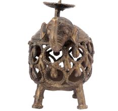 Tribal Brass jali Elephant Candle Stand
