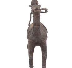 Brass Dokra Work Camel with Rider Statue