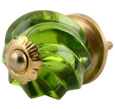 Olive Green Interior Cut Glass Cabinet Knob Online