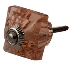 Pink Glass Square Cut Cabinet Knob Online