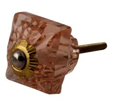Pink Glass Square Cut Cabinet Knob Online