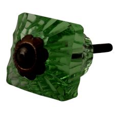Green Glass Square Cut Cabinet Knob Online