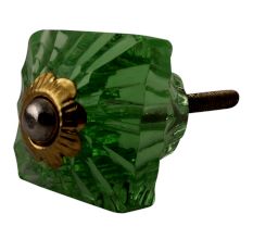 Green Glass Square Cut Cabinet Knob Online