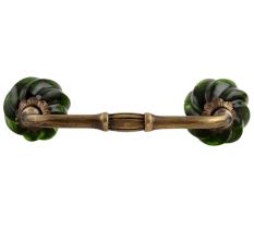 Olive Green Interior Cut Glass Bridge Handle