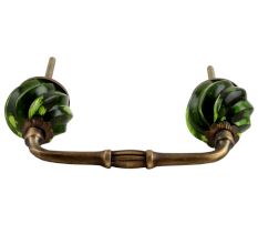 Olive Green Interior Cut Glass Bridge Handle