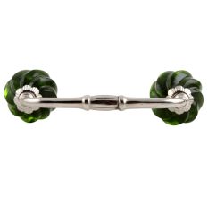 Olive Green Interior Cut Glass Bridge Handle