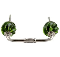 Olive Green Interior Cut Glass Bridge Handle