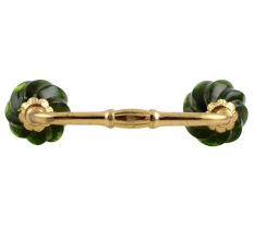 Olive Green Interior Cut Glass Bridge Handle