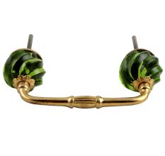 Olive Green Interior Cut Glass Bridge Handle