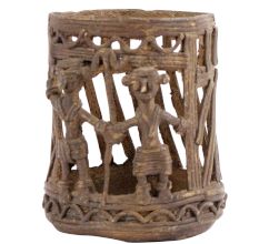 Brass Tribal Design Rustic Metal Candle Holder