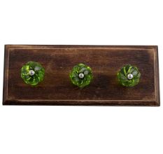 Olive Green Interior Cut Glass Wooden Hooks