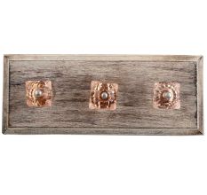 Pink Glass Square Cut Wooden Hooks