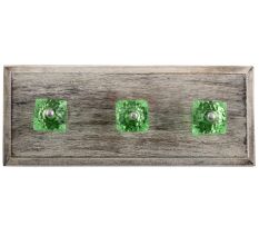Green Glass Square Cut Wooden Hooks