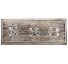 Clear Glass Square Cut Wooden Hooks