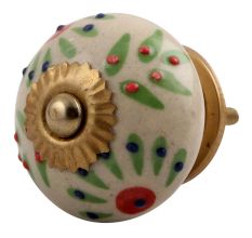 Pea Green Leaf Flower Ceramic Cabinet Knob Online