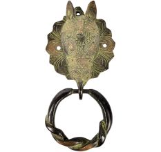 Brass Patina Tribal Horse Face Door Knocker