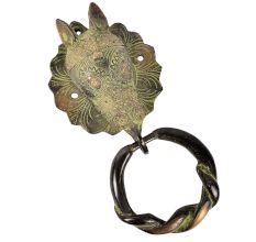 Brass Patina Tribal Horse Face Door Knocker