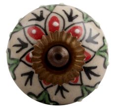 Red Leaf Flower Ceramic Dresser Knob Online