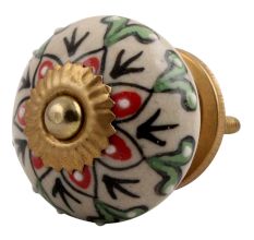 Red Leaf Flower Ceramic Dresser Knob Online