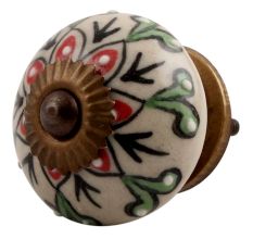 Red Leaf Flower Ceramic Dresser Knob Online