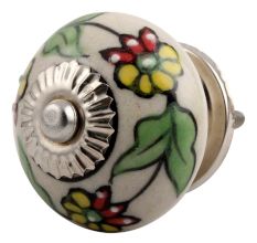 Pea Green Leaf Flower Ceramic Cabinet Knob Online