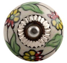 Pea Green Leaf Flower Ceramic Cabinet Knob Online
