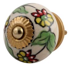 Pea Green Leaf Flower Ceramic Cabinet Knob Online