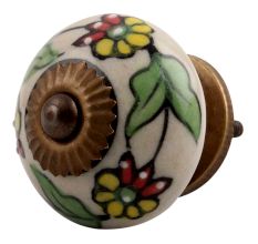 Pea Green Leaf Flower Ceramic Cabinet Knob Online