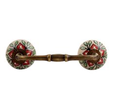 Red Poinsettia Flower Ceramic Bridge Handle