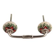Red Poinsettia Flower Ceramic Bridge Handle