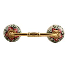 Red Poinsettia Flower Ceramic Bridge Handle