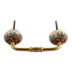 Red Poinsettia Flower Ceramic Bridge Handle