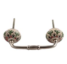 Red Leaf Flower Ceramic Bridge Handle