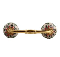 Red Leaf Flower Ceramic Bridge Handle