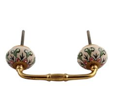 Red Leaf Flower Ceramic Bridge Handle