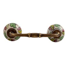 Pea Green Leaf Flower Ceramic Bridge Handle
