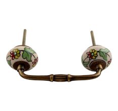 Pea Green Leaf Flower Ceramic Bridge Handle