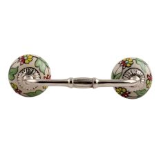 Pea Green Leaf Flower Ceramic Bridge Handle