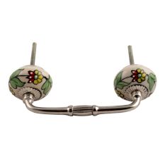 Pea Green Leaf Flower Ceramic Bridge Handle