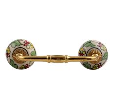 Pea Green Leaf Flower Ceramic Bridge Handle