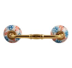 Orange Leaf Flower Ceramic Bridge Handle