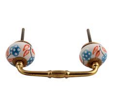 Orange Leaf Flower Ceramic Bridge Handle