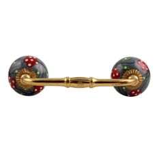Pea Green Leaf Flower Ceramic Bridge Handle